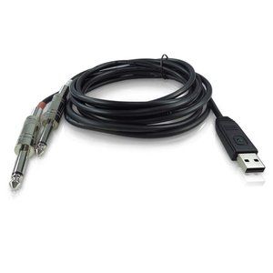 2 Stereo 1/4" Line In to USB Interface Cable Black
